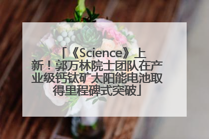 《Science》上新！郭万林院士团队在产业级钙钛矿太阳能电池取得里程碑式突破
