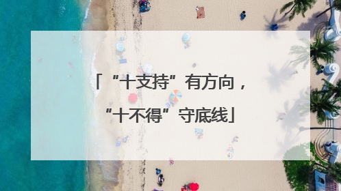 “十支持”有方向，“十不得”守底线