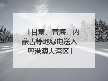 甘肃、青海、内蒙古等地绿电送入粤港澳大湾区
