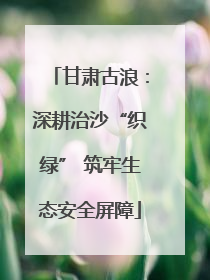 甘肃古浪：深耕治沙“织绿” 筑牢生态安全屏障