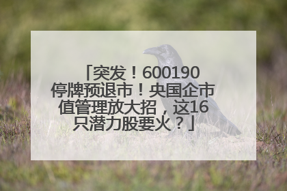 突发！600190停牌预退市！央国企市值管理放大招，这16只潜力股要火？