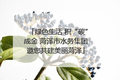绿色生活 积“碳”成金 菏泽市水务集团邀您共建美丽菏泽