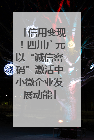 信用变现！四川广元以“诚信密码”激活中小微企业发展动能