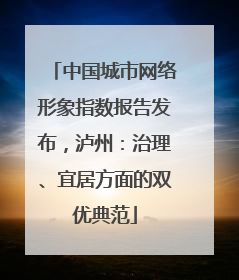 中国城市网络形象指数报告发布，泸州：治理、宜居方面的双优典范