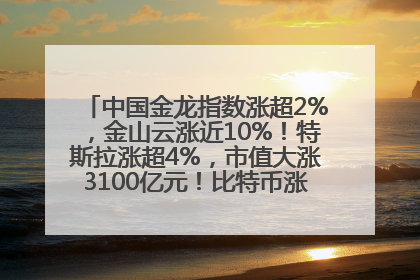 中国金龙指数涨超2%，金山云涨近10%！特斯拉涨超4%，市值大涨3100亿元！比特币涨回11万美元关口
