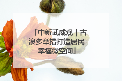 中新武威观｜古浪多举措打造居民幸福微空间
