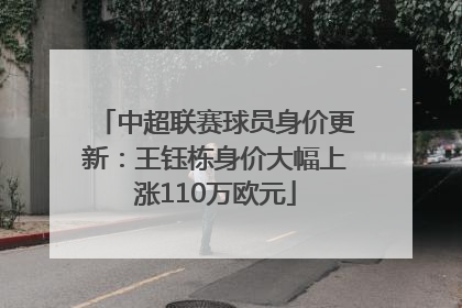 中超联赛球员身价更新：王钰栋身价大幅上涨110万欧元