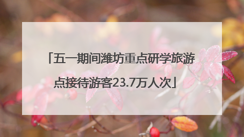 五一期间潍坊重点研学旅游点接待游客23.7万人次