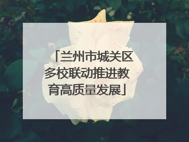 兰州市城关区多校联动推进教育高质量发展