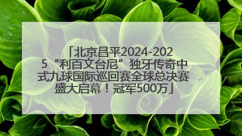 北京昌平2024-2025“利百文台尼”独牙传奇中式九球国际巡回赛全球总决赛盛大启幕！冠军500万