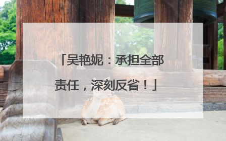 吴艳妮：承担全部责任，深刻反省！