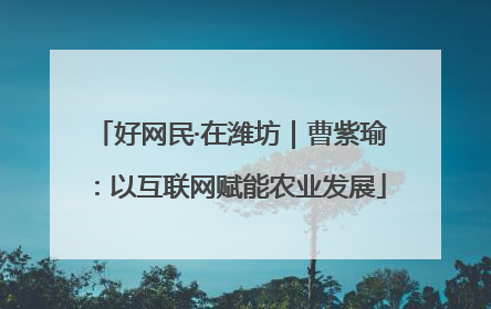 好网民·在潍坊｜曹紫瑜：以互联网赋能农业发展