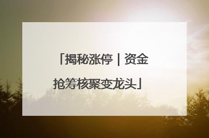 揭秘涨停｜资金抢筹核聚变龙头