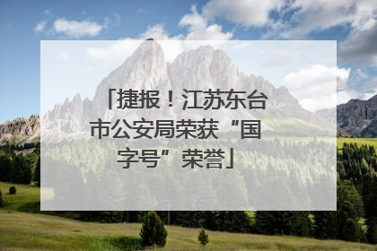 捷报！江苏东台市公安局荣获“国字号”荣誉