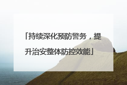 持续深化预防警务，提升治安整体防控效能