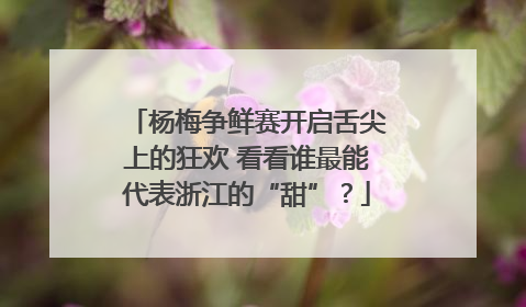 杨梅争鲜赛开启舌尖上的狂欢 看看谁最能代表浙江的“甜”？