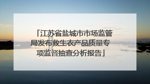 江苏省盐城市市场监管局发布救生衣产品质量专项监督抽查分析报告