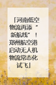 河南低空物流再添“新航线”！郑州航空港启动无人机物流常态化试飞