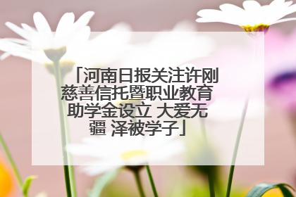 河南日报关注许刚慈善信托暨职业教育助学金设立 大爱无疆 泽被学子