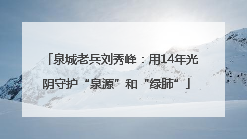 泉城老兵刘秀峰：用14年光阴守护“泉源”和“绿肺”