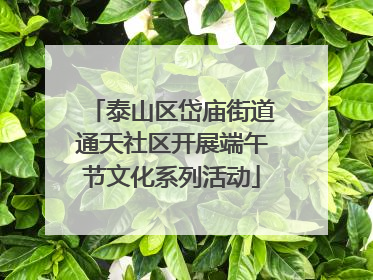 泰山区岱庙街道通天社区开展端午节文化系列活动