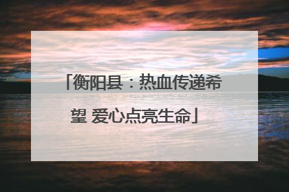 衡阳县：热血传递希望 爱心点亮生命