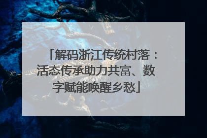 解码浙江传统村落：活态传承助力共富、数字赋能唤醒乡愁