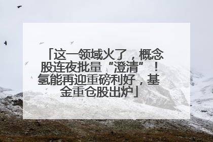 这一领域火了，概念股连夜批量“澄清”！氢能再迎重磅利好，基金重仓股出炉