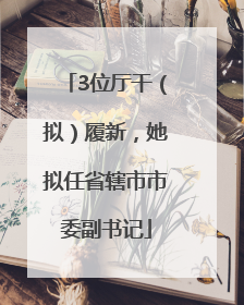 3位厅干（拟）履新，她拟任省辖市市委副书记